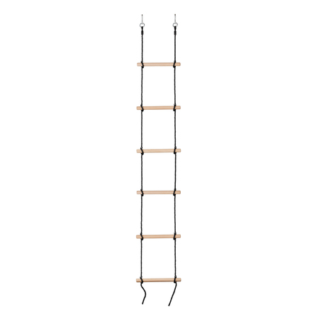 SWINGAN 6 Steps Gymnastic Climbing Rope Ladder - black rope - Fully Assembled SW03WLR-BKE